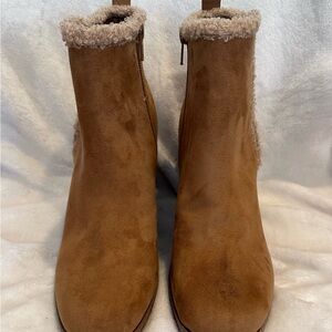 Sun + Stone Booties Womens Size 7.5M Brown Suede Wedge Heel Zip Spring Country